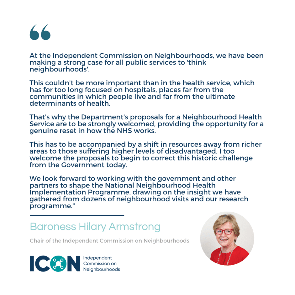 ICON Chair responds to NHS 10 Term Plan